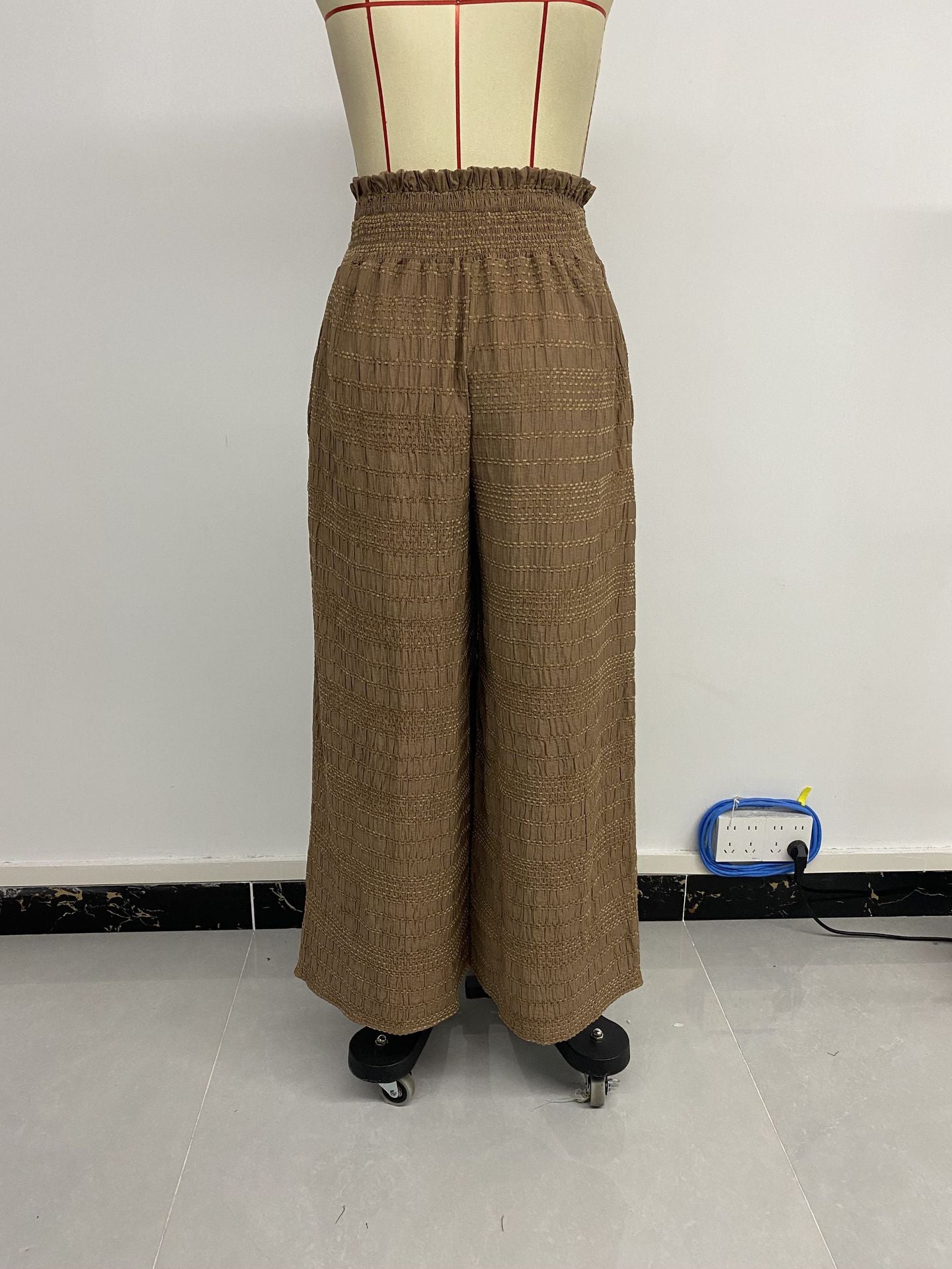 Summer Women Wear Texture Solid Color Wide Leg Casual Pants