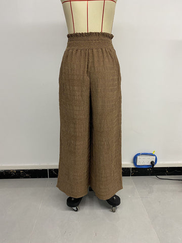 Summer Women Wear Texture Solid Color Wide Leg Casual Pants