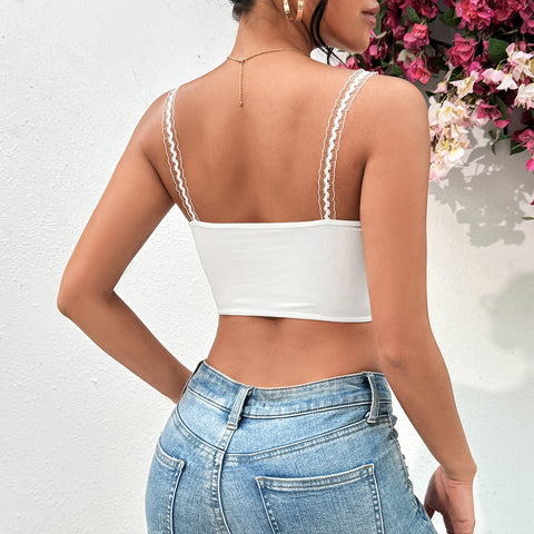 women Pleated Wooden  Breasted  Corset Vest