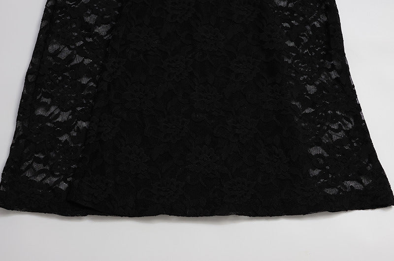 Women Clothing Sexy Lace Stitching Hollow Out Cutout out See through Girls One Piece Jumpsuit Horn Length