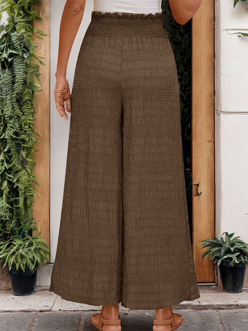 Summer Women Wear Texture Solid Color Wide Leg Casual Pants