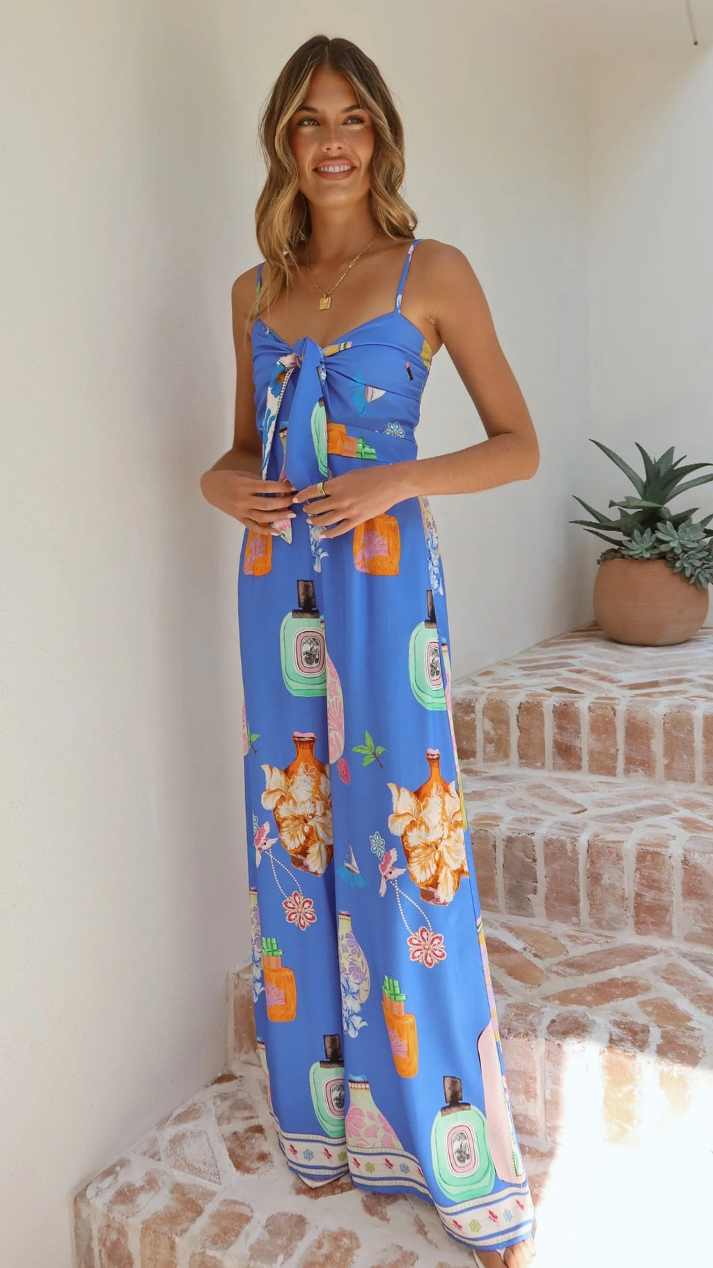Jumpsuit Digital Printing High Waist Vacation Pants Leg Jumpsuit Women