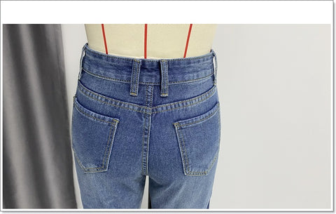Jeans Women Wash Ripped Slimming Wide Leg Pants Denim Trousers
