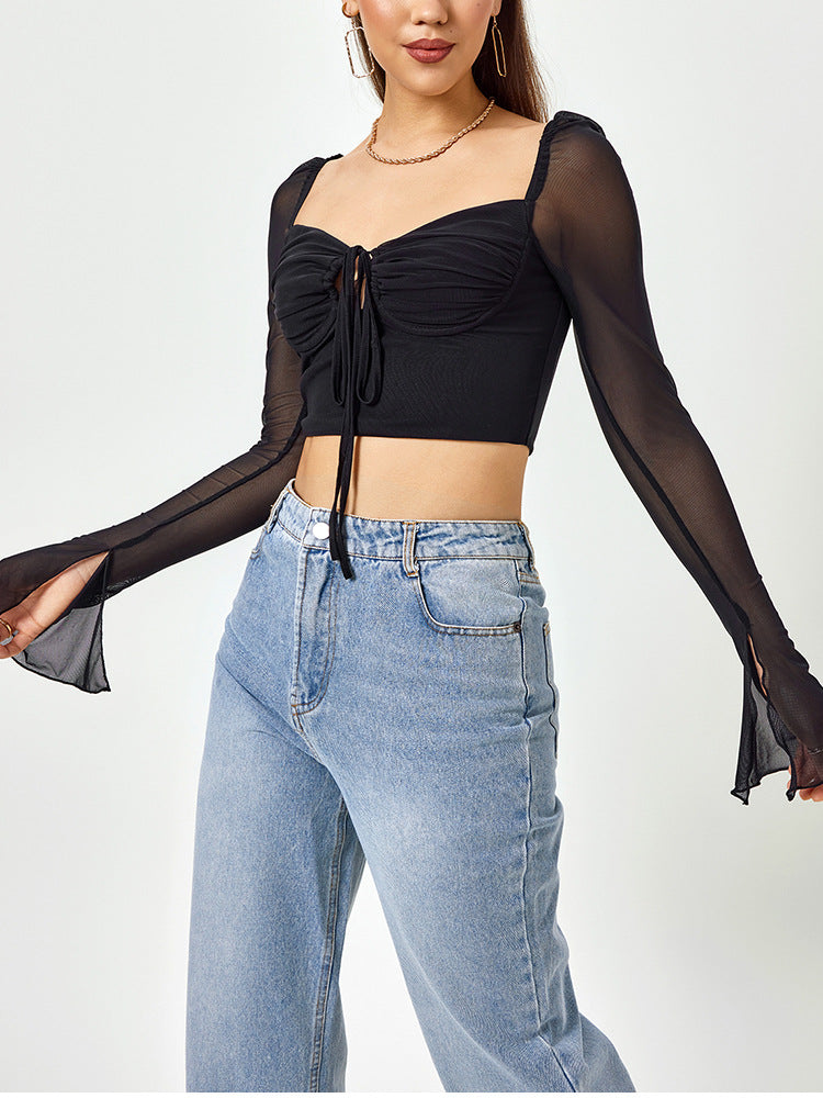 Hollow Out Bandage Women Vest Long Knitted