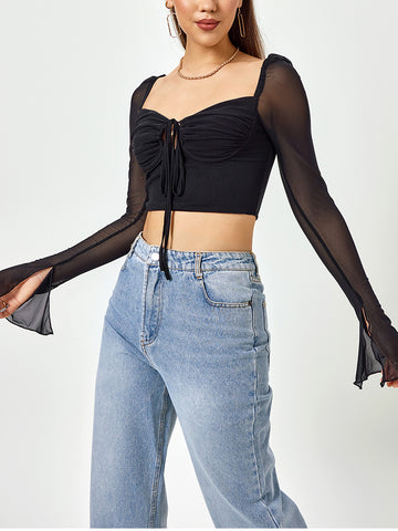 Hollow Out Bandage Women Vest Long Knitted