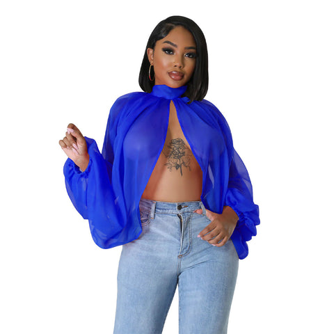 Women  Printing Batwing Sleeve