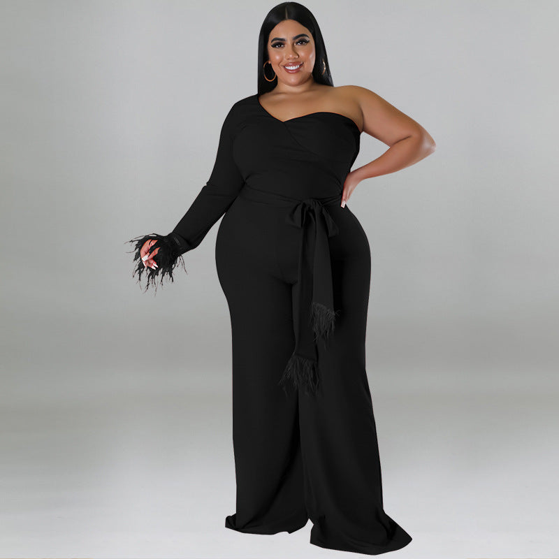 Plus Size Women Clothes Asymmetric Jumpsuit Source