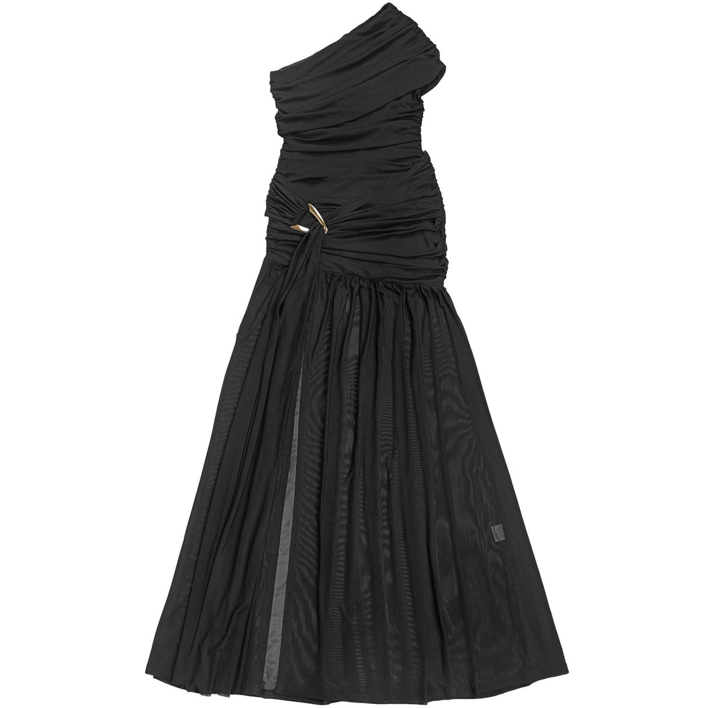 Mount Olive Sexy Formal One Shoulder Long Split Hem Solid Party Maxi Dress