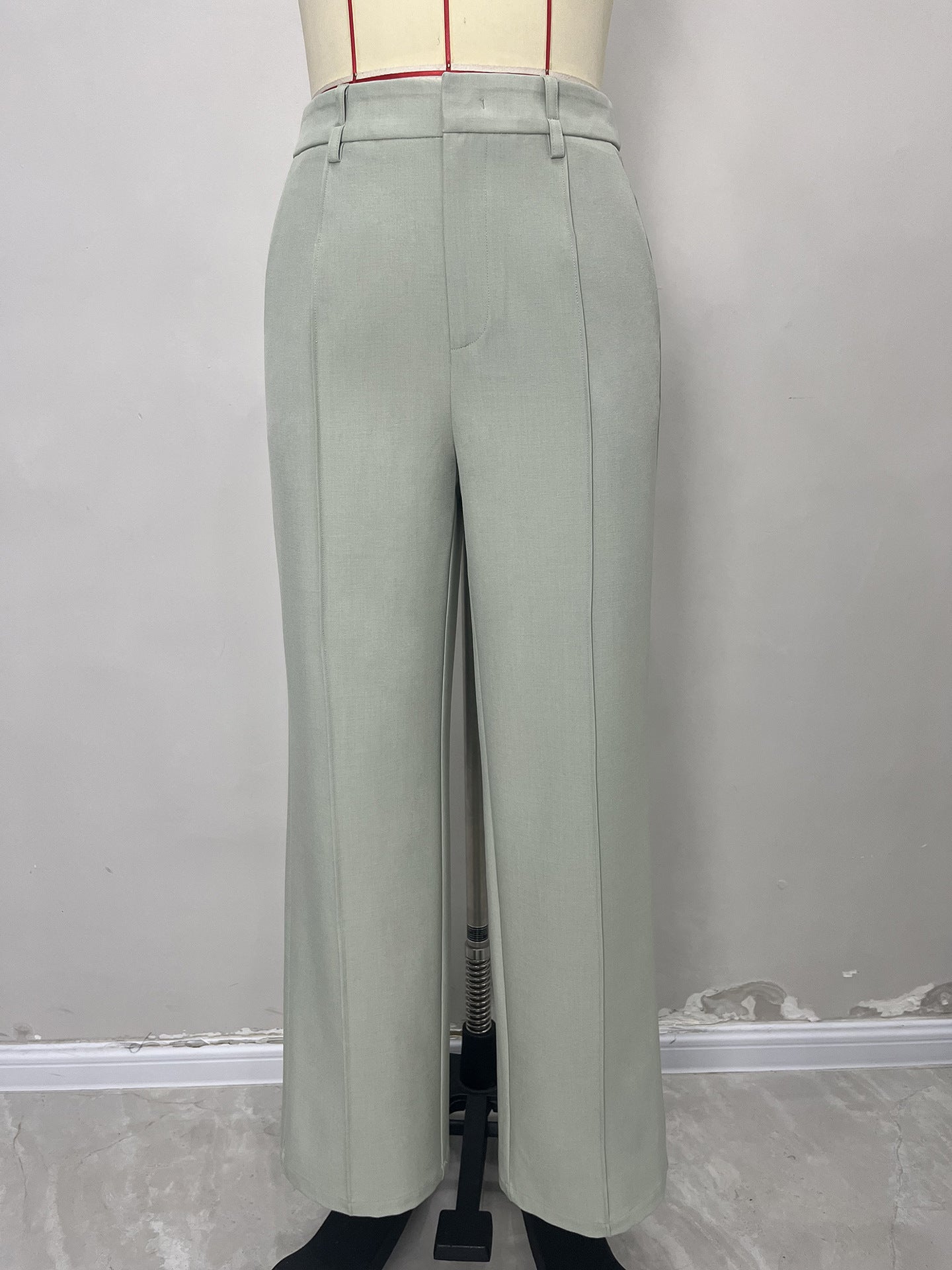 Professional Work Pant Casual Woven Solid Color Double Pocket Women Straight Leg Pants Trousers