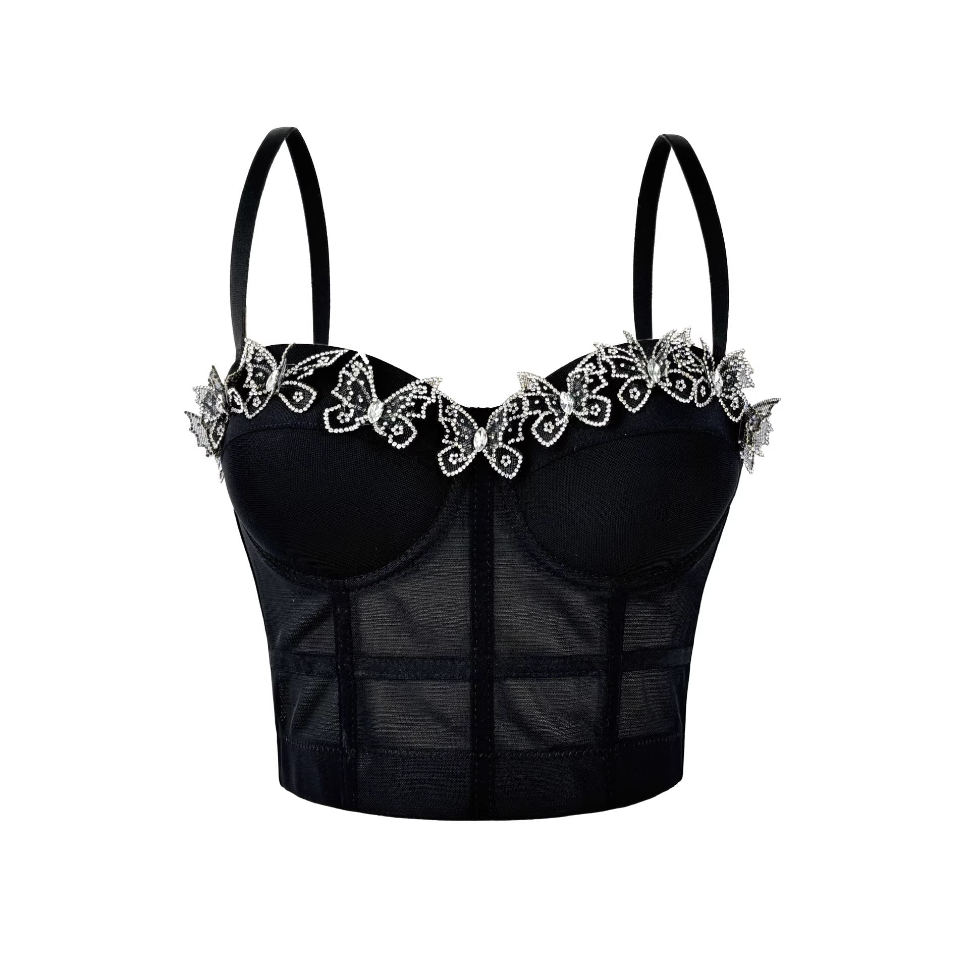Sabana Perdida Three Dimensional Butterfly Decorative Camisole Mesh Sexy Top
