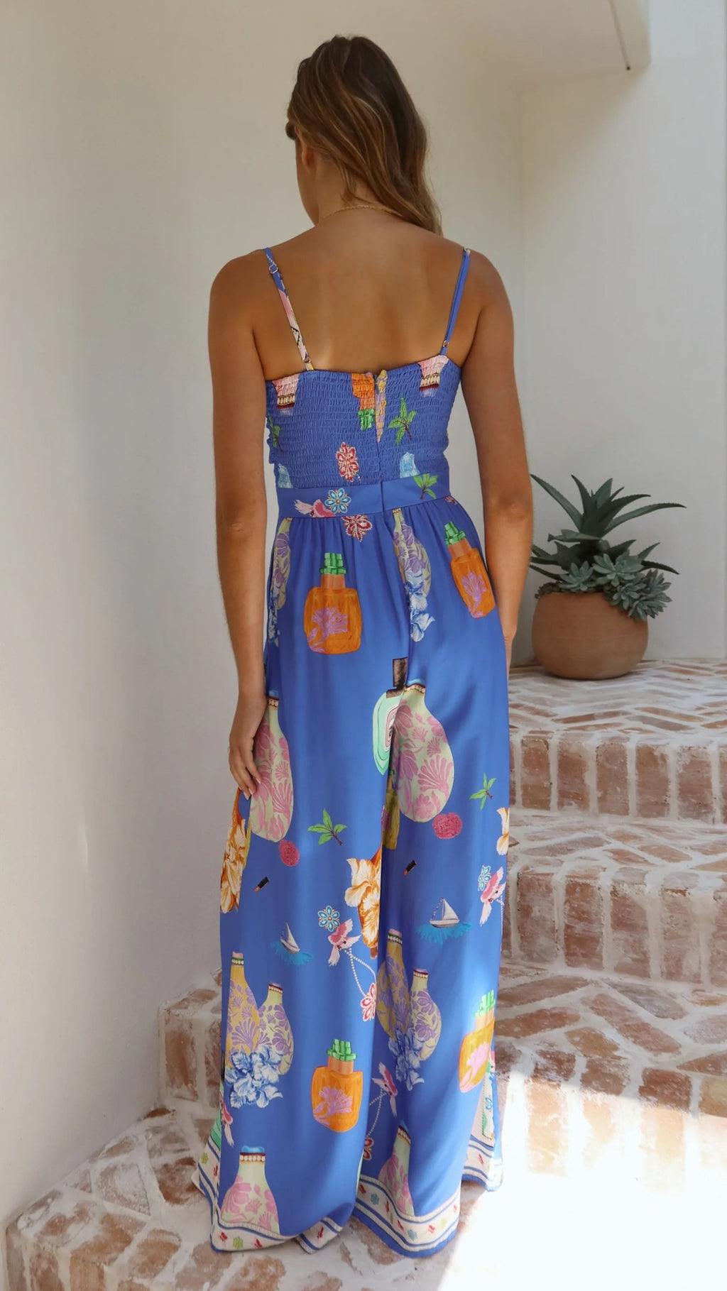 Jumpsuit Digital Printing High Waist Vacation Pants Leg Jumpsuit Women