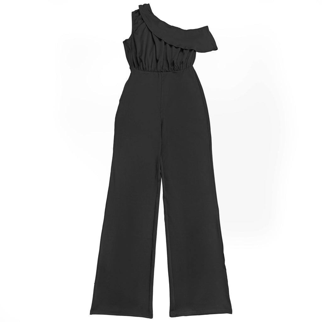 Women Wear Elegant Shoulder Belt Solid Color Jumpsuit