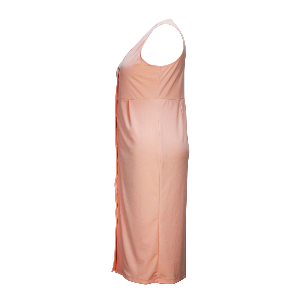 Plus Size Women Clothing Spring Summer Elegant V neck Skin Color Solid Color Jumpsuit Sheath