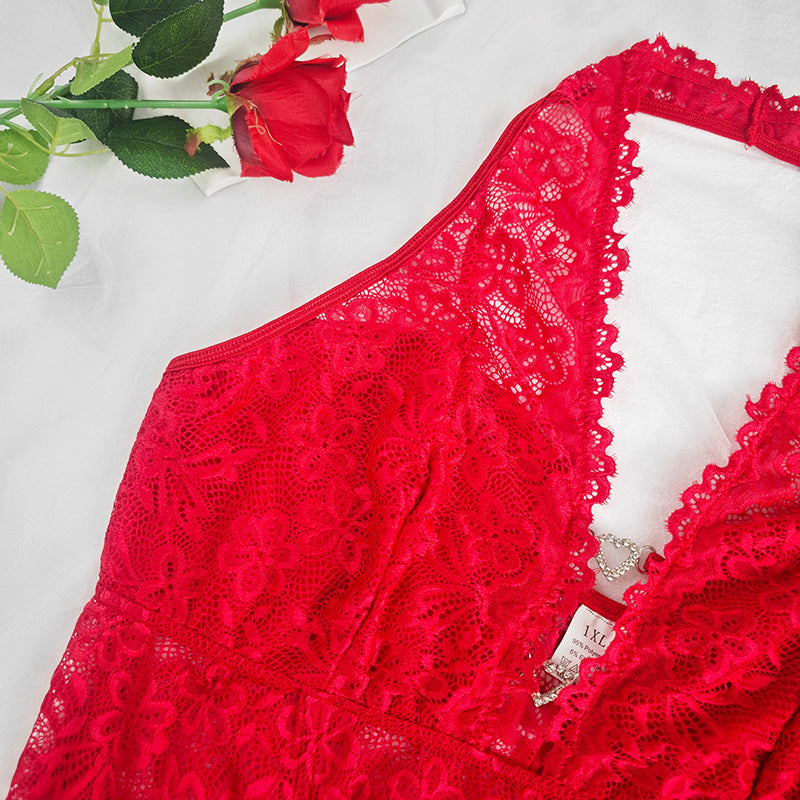 Plus Size Lace Sexy Slim Top Popular Hollow Out Cutout out Short Halterneck Vest