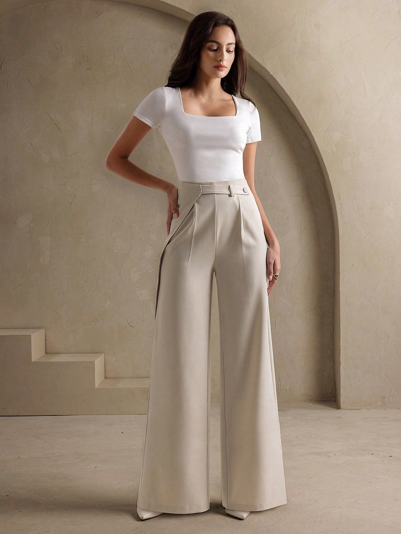 Spring Autumn Popular Slimming Women Casual Pants Loose Drooping High Grade A line Small Wide Leg Pants