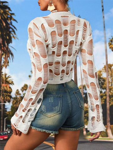 women Hollow Out See through Knitted