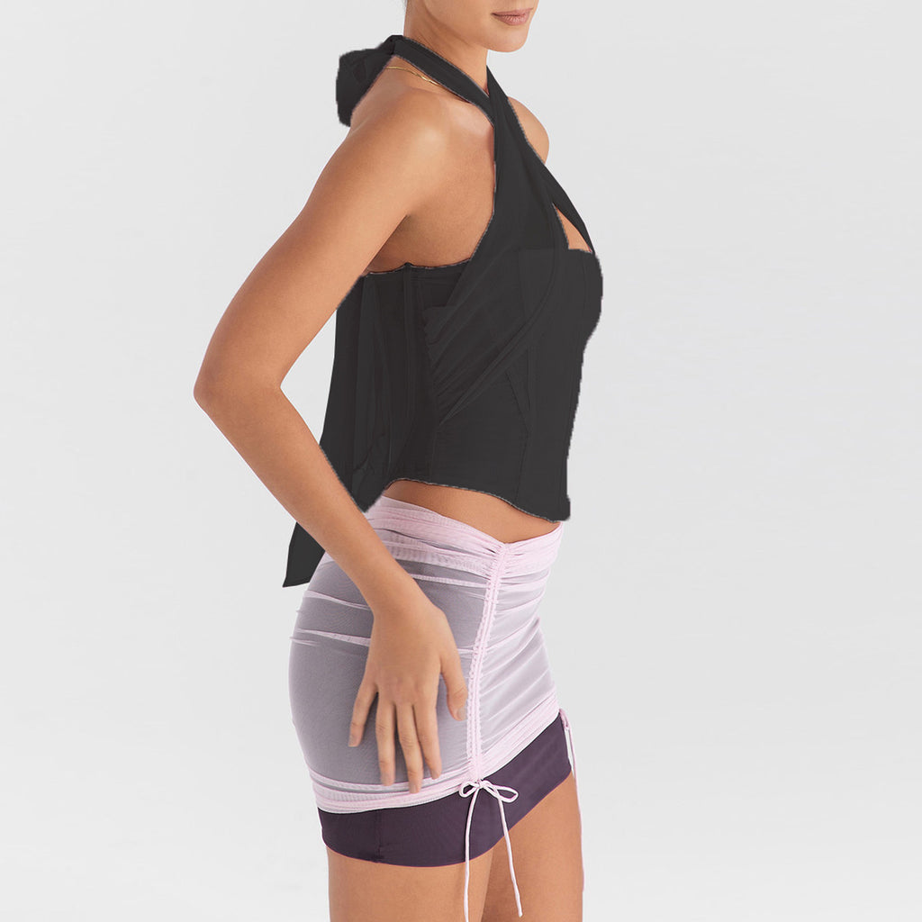 women Corset Tank Cross Tied Slim Fit