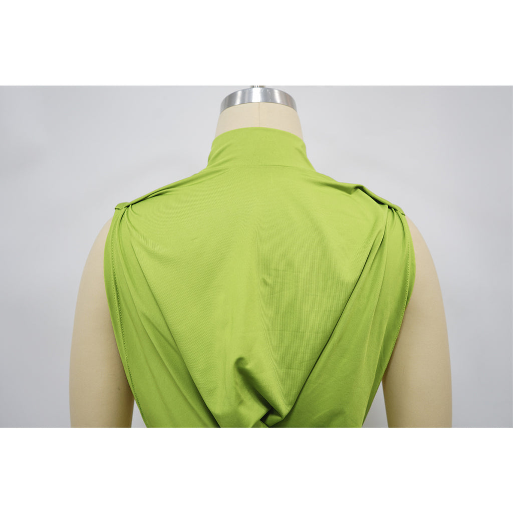 Georgia O-neck High Split Ruched Stacked Bodycon Midi Maxi Dress