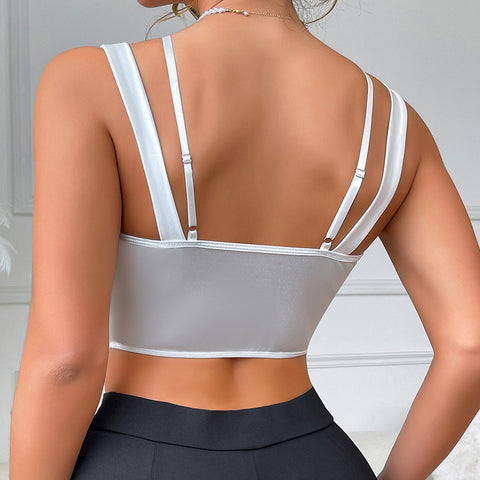 Sexy Camisole Lace Mesh See Through Double Shoulder Strap Top