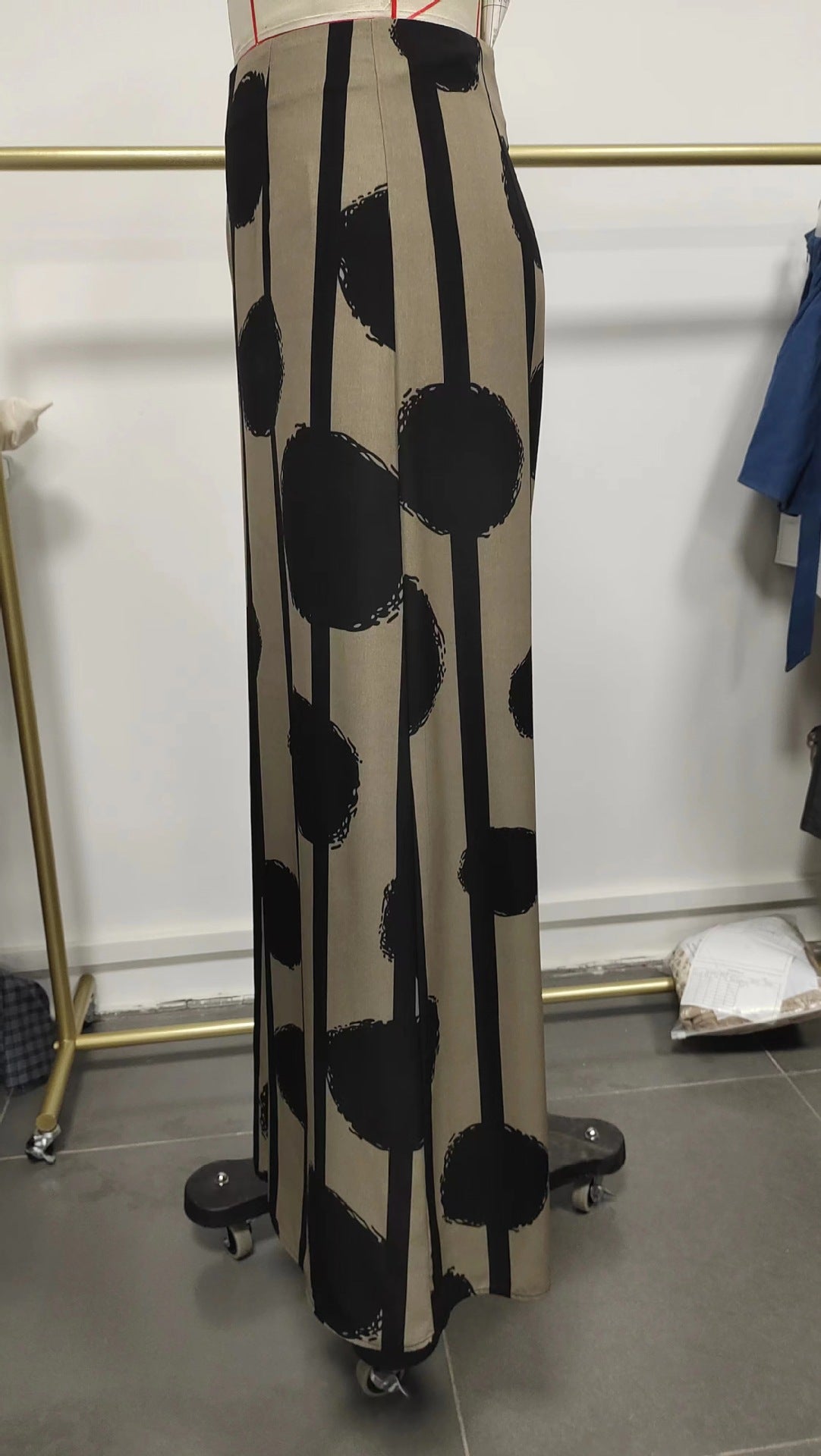 Women Summer Bohemian Printed Wide Leg Pants Loose High Waist Beach Trousers