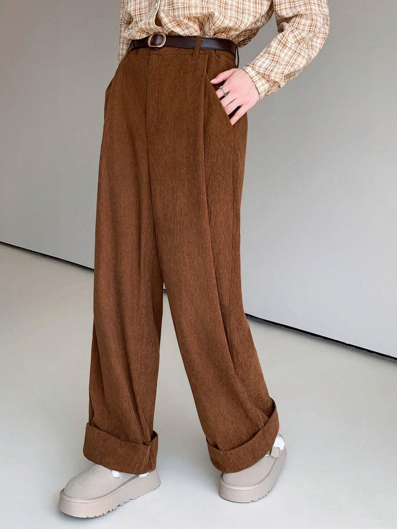 Loose Lazy Elastic Waistband Slimming Wide Leg Casual Pants Trendy All Match Small Women Autumn Wide Leg Pants