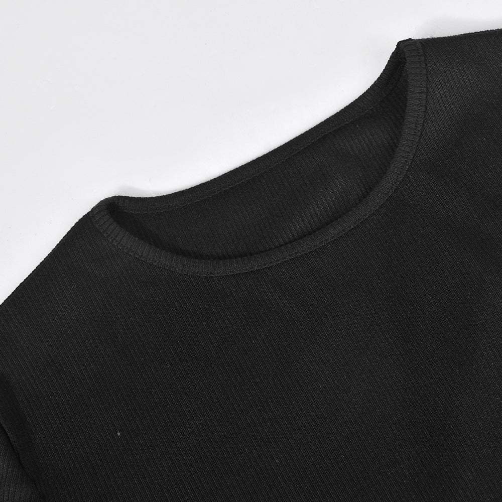 Women Stitching Metal Chain Cropped