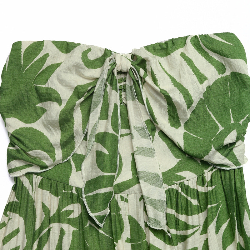 Fresh Vacation One Piece Trousers Tube Top Printed Jumpsuit