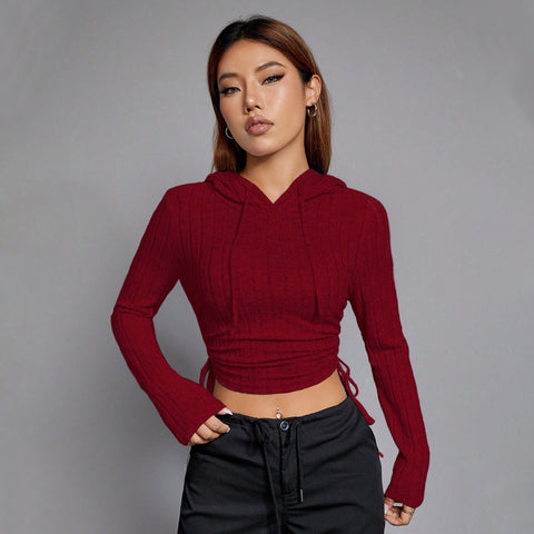 Women Trendy Fall Slim Wine Hood