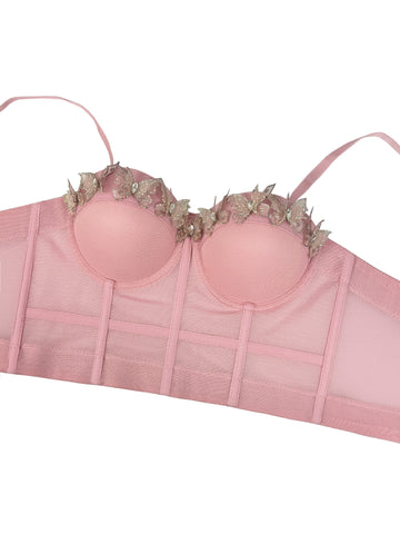 Sabana Perdida Three Dimensional Butterfly Decorative Camisole Mesh Sexy Top