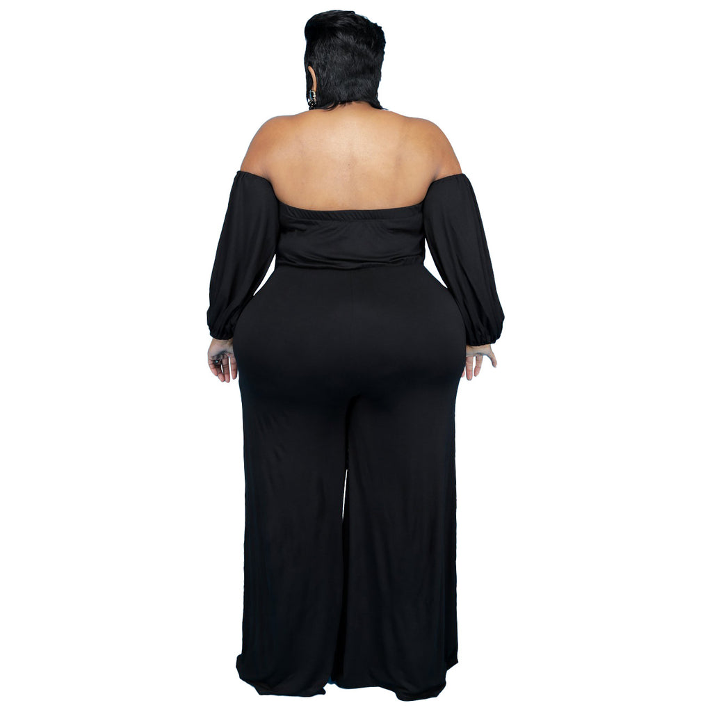 Plus Size Sexy Tube Solid Color Jumpsuit Wide jumpsuit