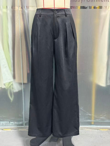 Loose High Waist Black Draping Spring Autumn Work Pant Business Straight Leg Casual High Grade Ladies Work Pant