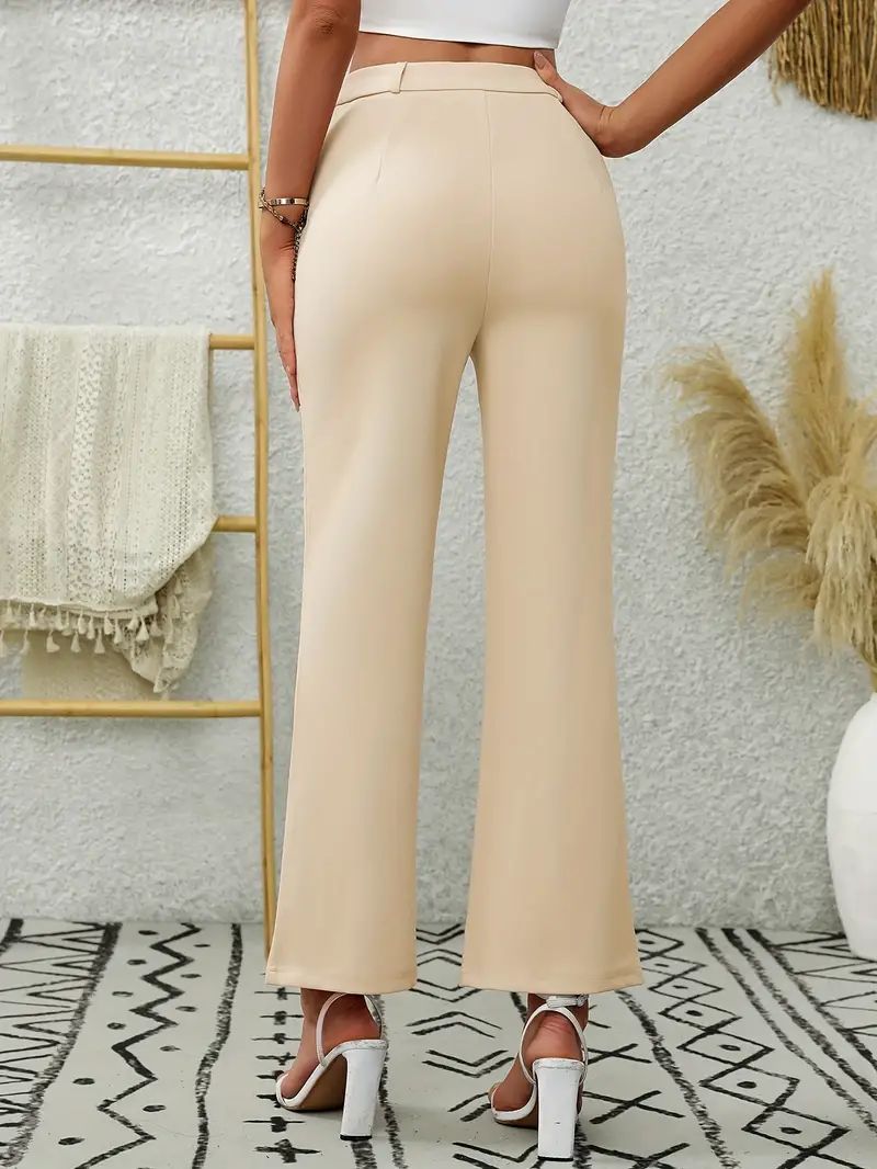 Women Bootcut Pants Front Pocket Decorative Stretch Slim Work Pant