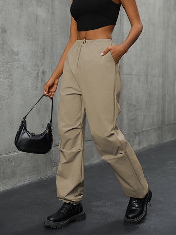 Fall Women Clothing High Waist Solid Color Straight Casual Pants for Women
