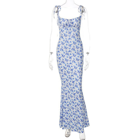 San Pedro Product Small Floral Strap Slim Sheath Maxi Dress