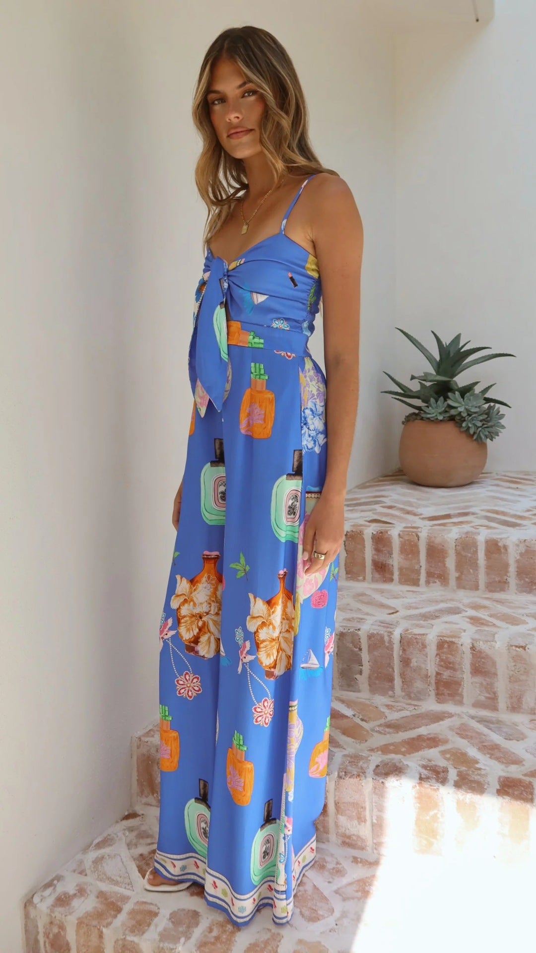 Jumpsuit Digital Printing High Waist Vacation Pants Leg Jumpsuit Women