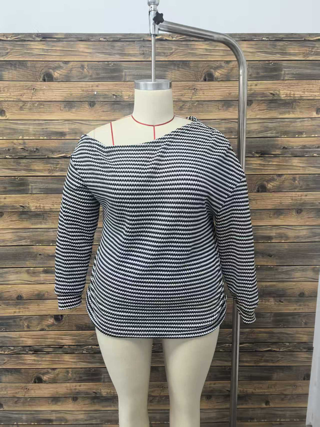 Plus Size Striped Color Block Crew Neck Pullover Women Office All Matching Drop Shoulder Long Sleeve T shirt Women