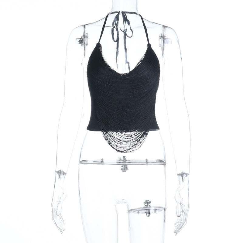 Cropped  Women  Fully Managed Tassel Vest