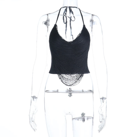 Cropped  Women  Fully Managed Tassel Vest