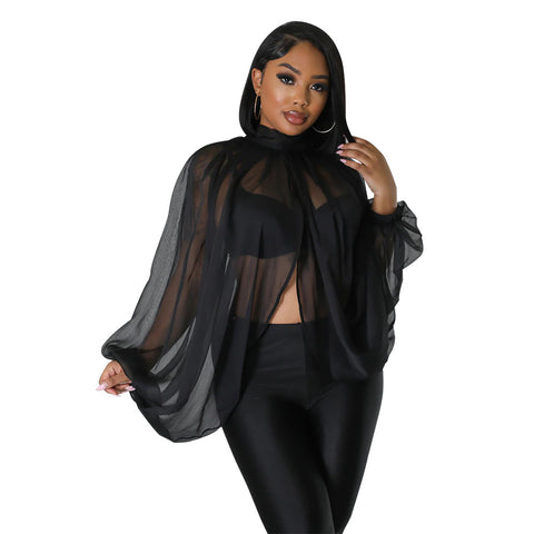 Women  Printing Batwing Sleeve