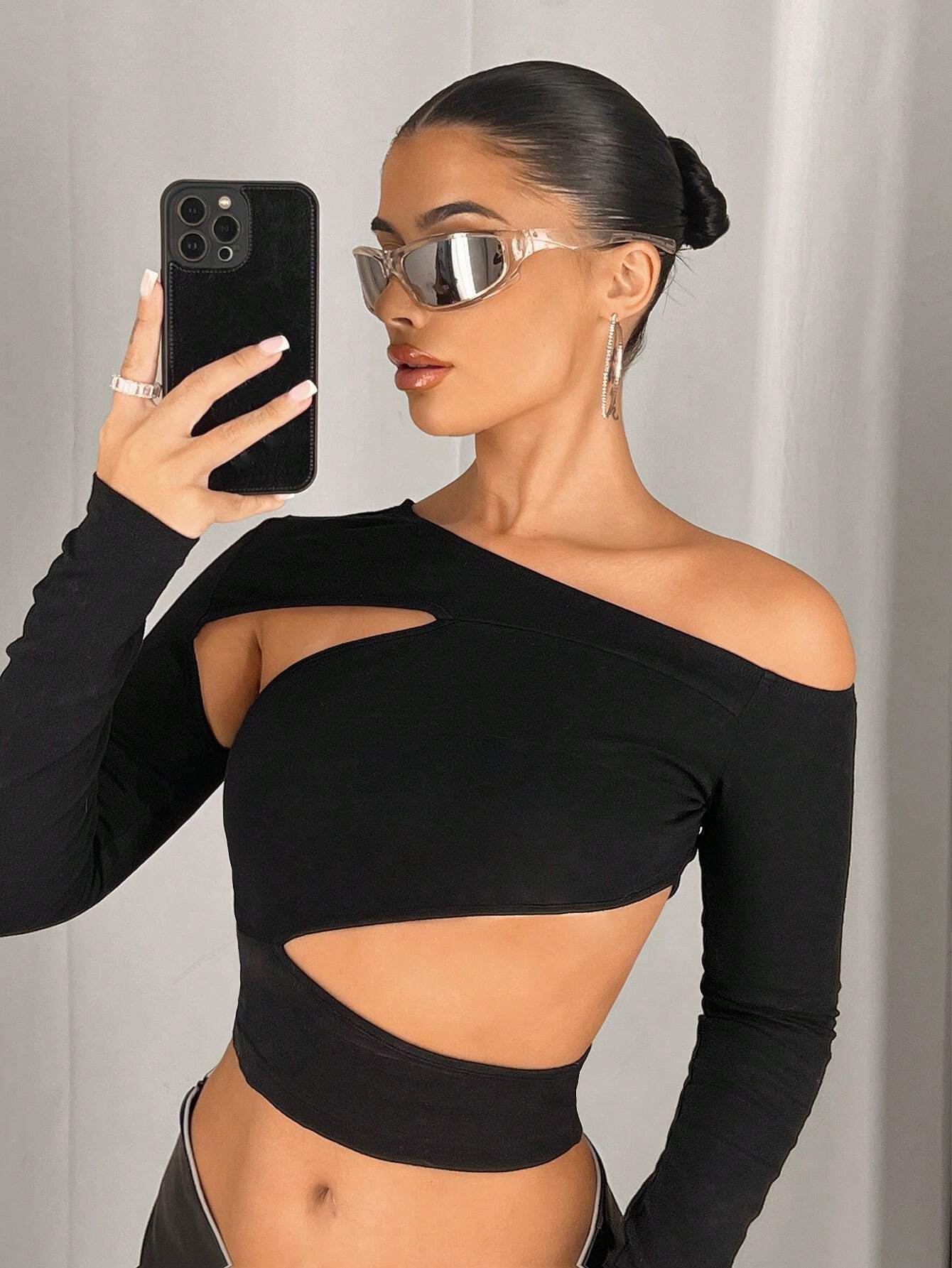 Women Trendy Asymmetric One Shoulder Long Sleeve
