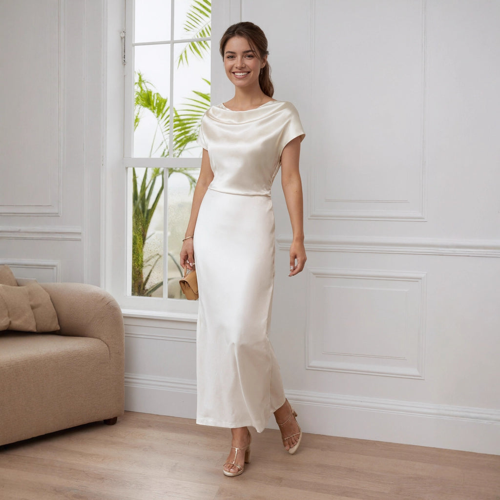 Martinsville High Grade Satin Slim Fit Long off Shoulder Elegant Lace up Dress