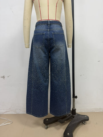 Starry Wide Leg Jeans for Women Loose High Waist Slimming Casual Trousers Spring