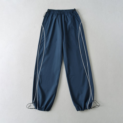 Sports Straight Casual Pants Women Summer Sexy Loose Slimming Drawstring Ankle Tied Wide Leg Pants
