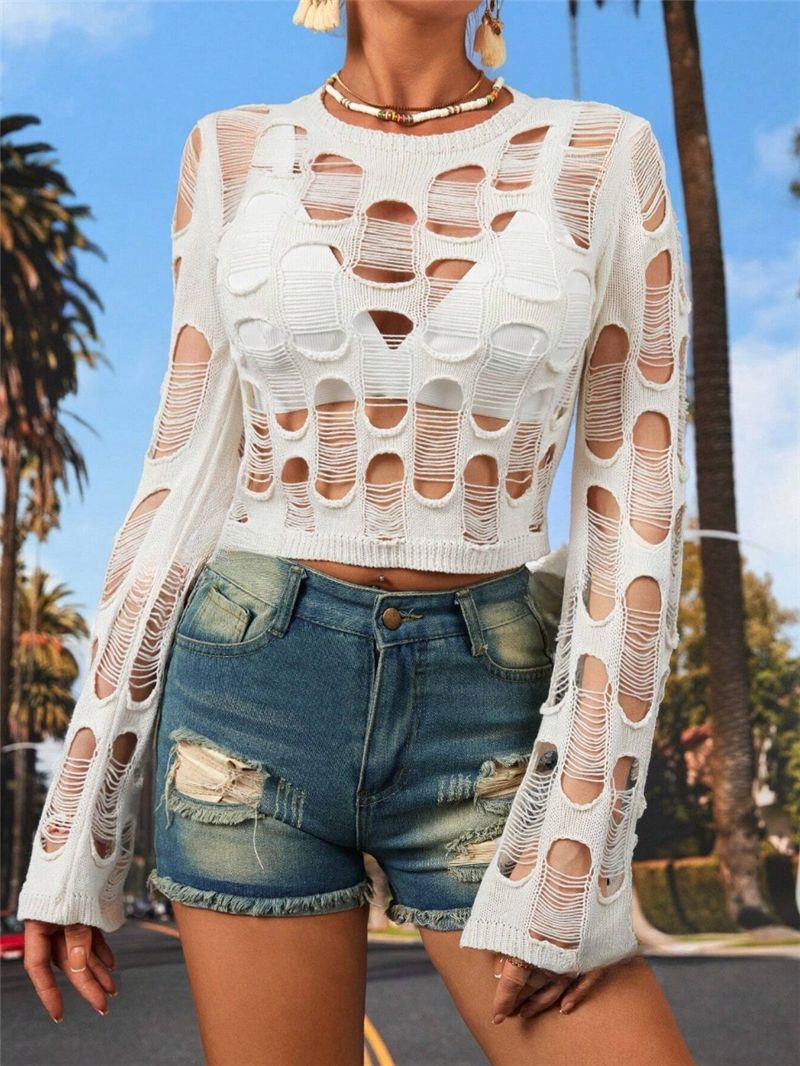 women Hollow Out See through Knitted