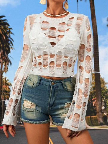 women Hollow Out See through Knitted