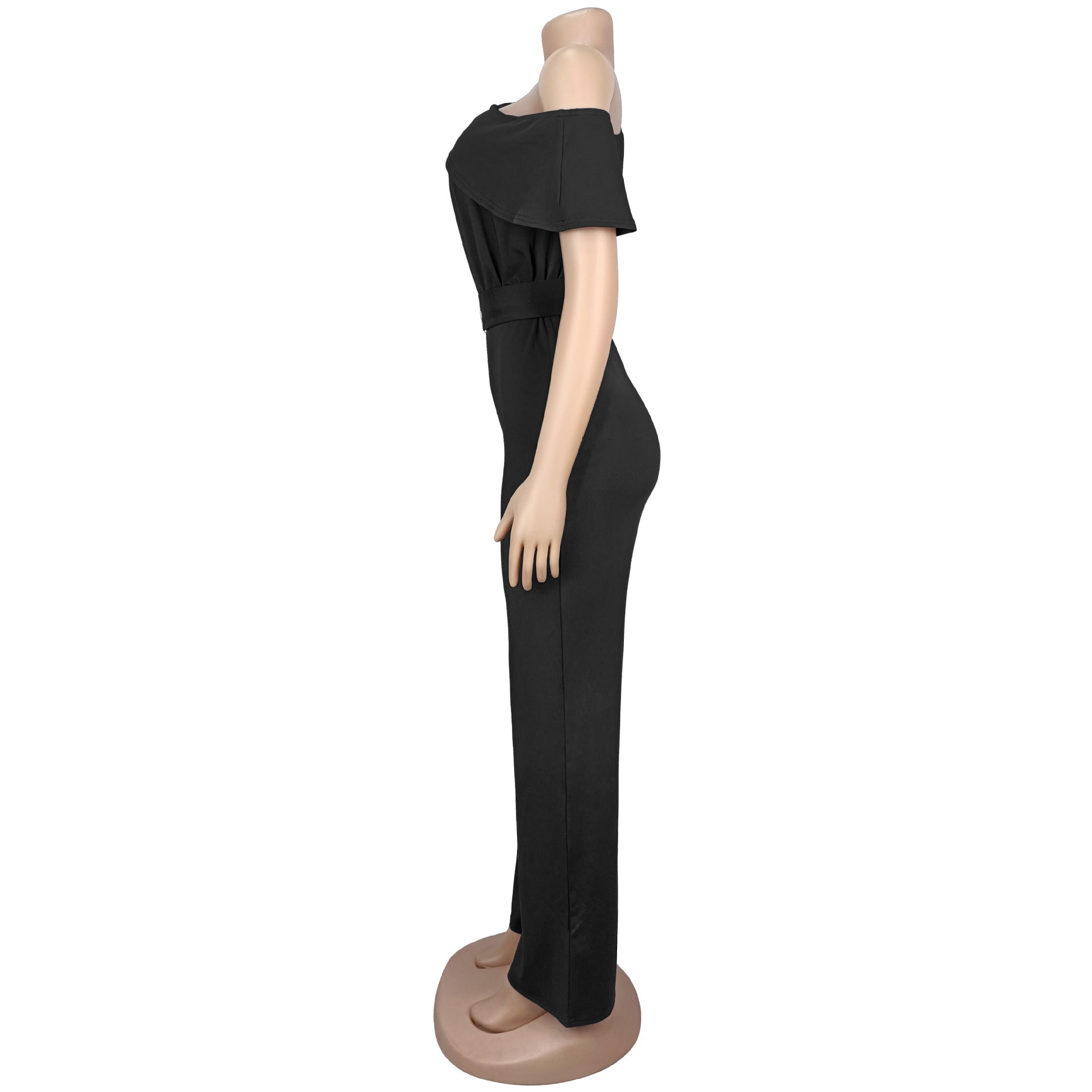 Women Wear Elegant Shoulder Belt Solid Color Jumpsuit