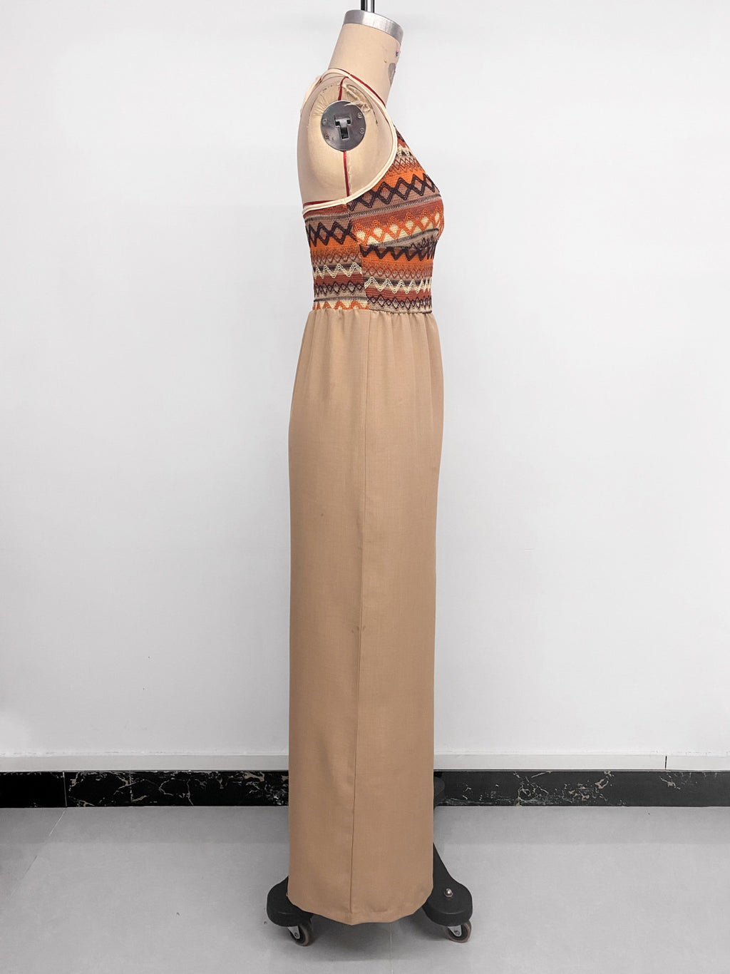 Retro Vacation Ethnic Halter Colored Embroidery Stitching Jumpsuit