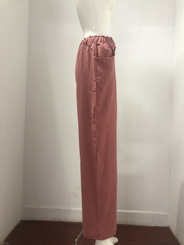 Women Clothing Summer Solid Color Cotton Linen Loose High Waist Casual Trousers