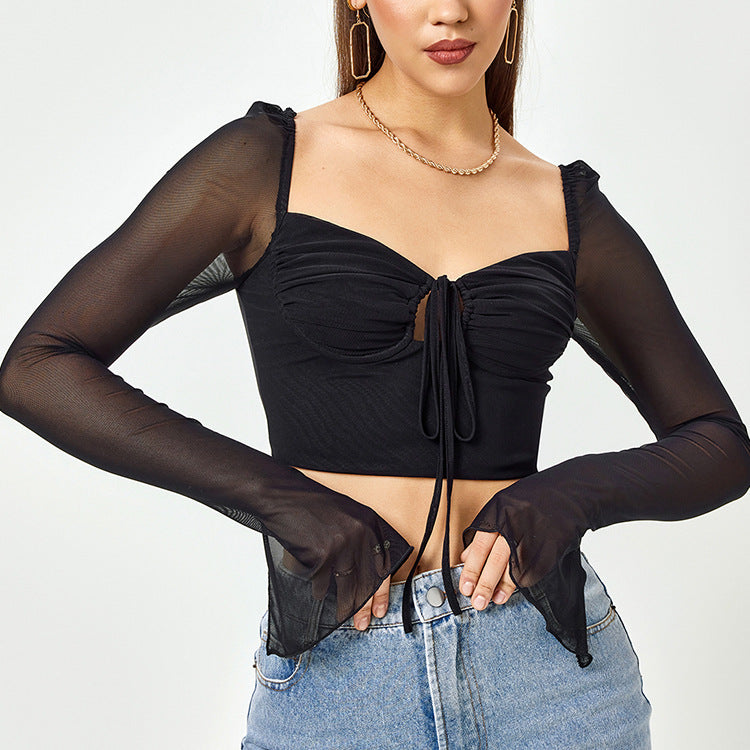 Hollow Out Bandage Women Vest Long Knitted