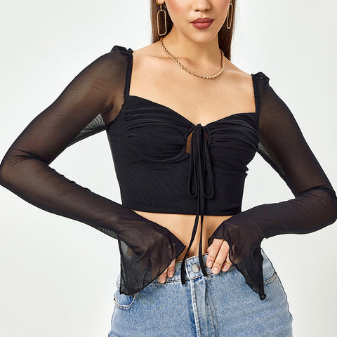 Hollow Out Bandage Women Vest Long Knitted
